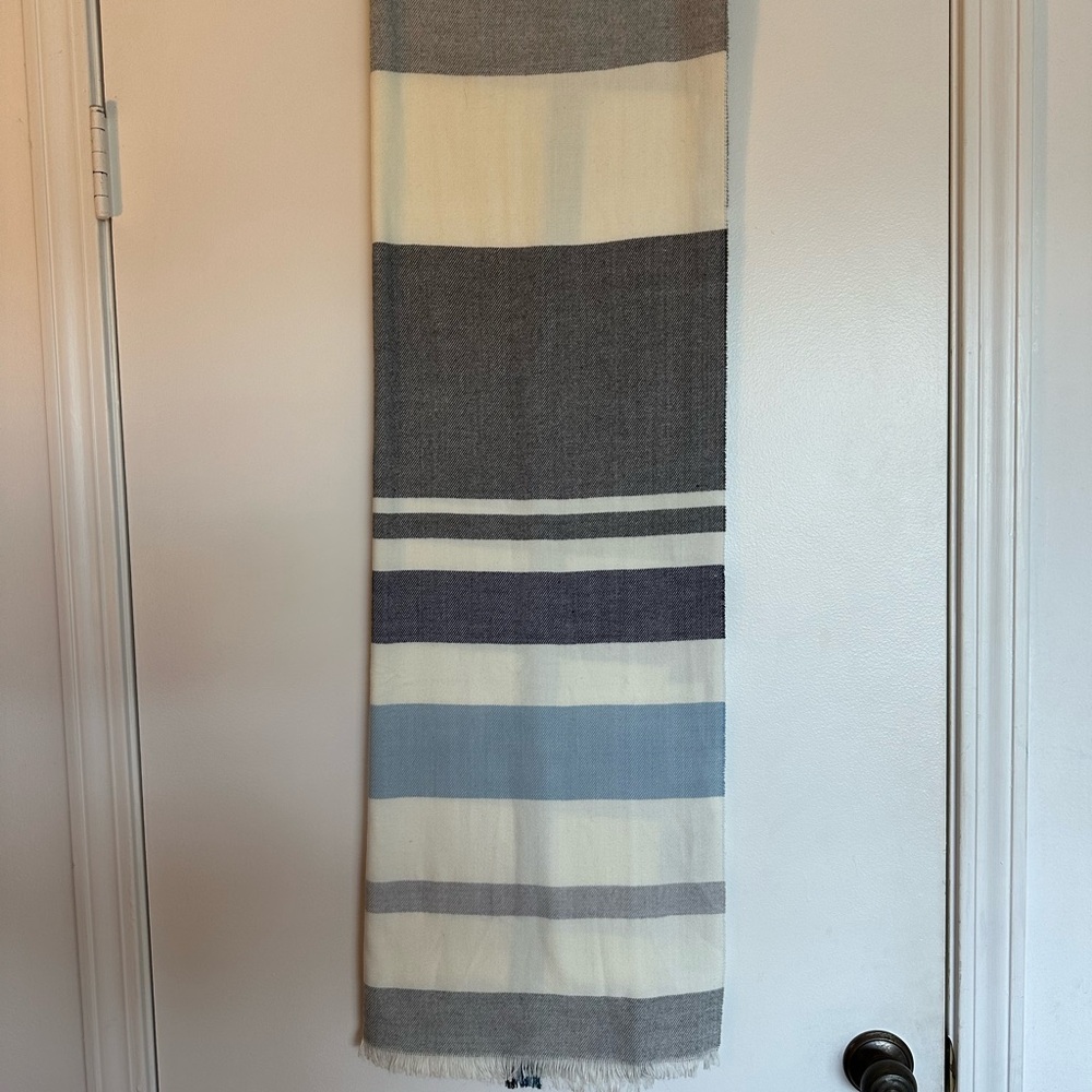 GAP Gray and Blue Striped Scarf